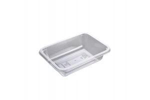 This is a tray which is made out of APET material. It is made for cold foods and snacks.